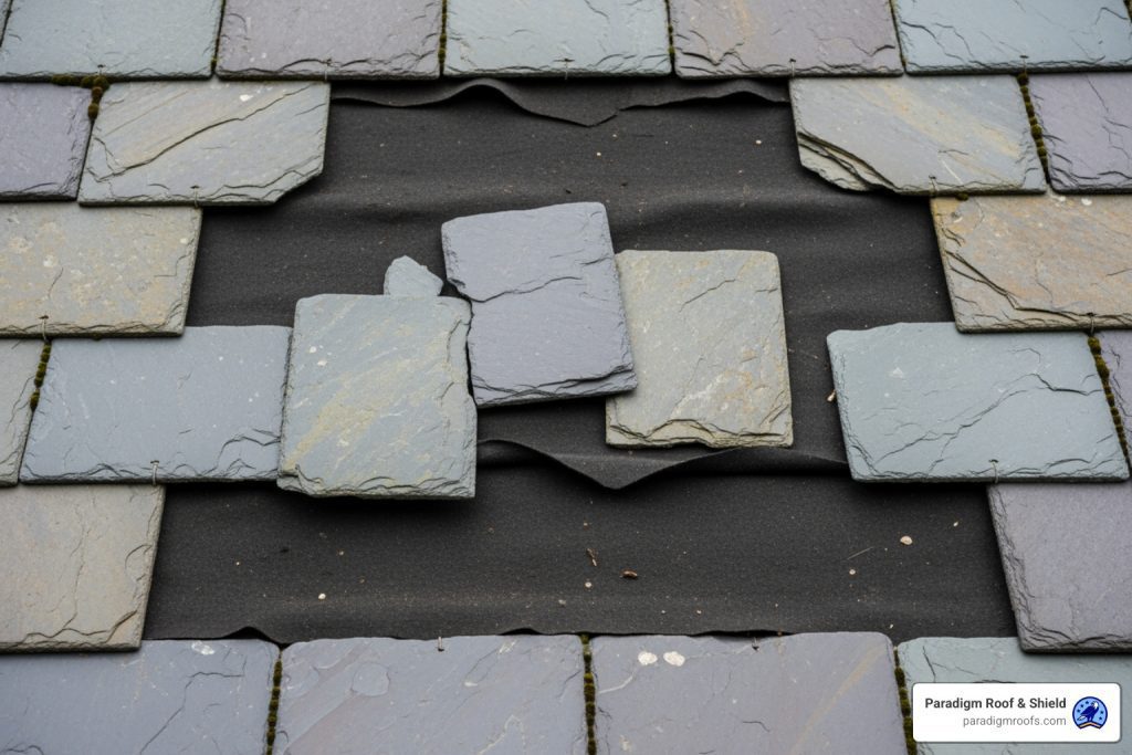 loose slates on roof